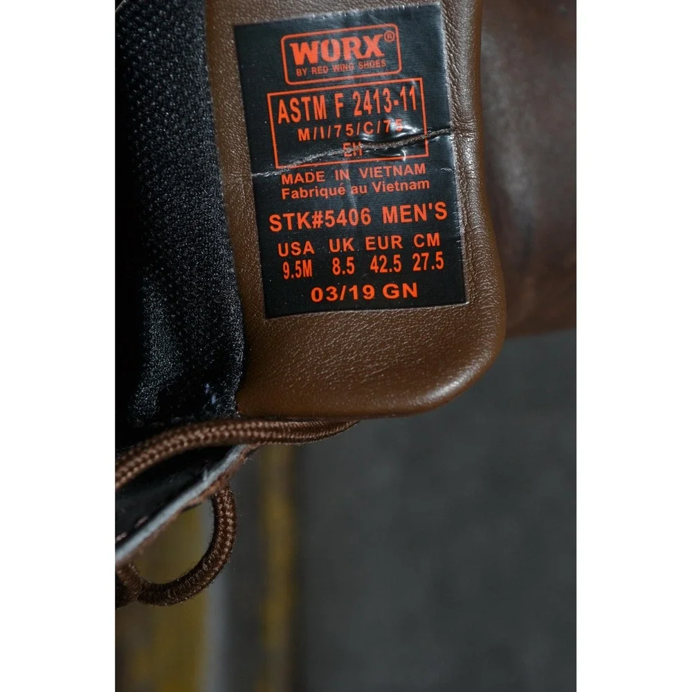 Red Wing Zinc Boots Mens 9.5 Brown Worx Chukka Leather Safety‎ Toe Ankle Work